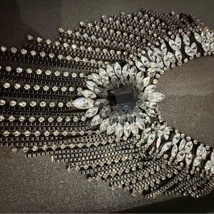 Elegant Silver and Black Statement Necklace